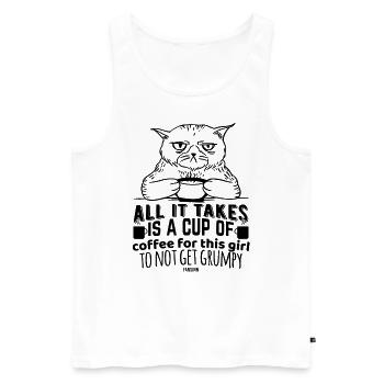 Coffee cat bad mood - Men's Premium Organic Tank Top - white - Front - AI Model Male 178 light (178cm)