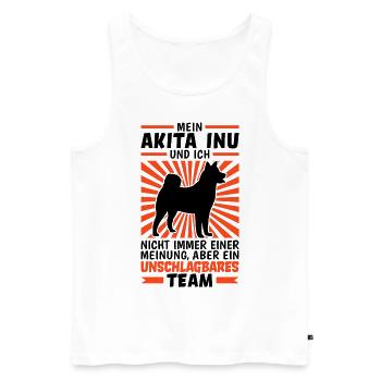 Mein Akita Inu und Ich sind unschlagbar - Männer Premium Bio Tank Top - Weiß - Vorne - Michal (187cm)