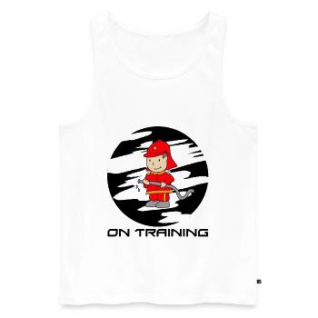 Feuerwehrmann - Männer Premium Bio Tank Top - Weiß - Vorne - Michal (187cm)