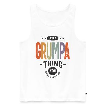 Mens c’est un truc de grumpa drôle papa grand-père - Débardeur bio Premium Homme - blanc - Devant - Michal (187cm)
