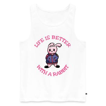 La vie est meilleure avec un lapin Hase - Débardeur bio Premium Homme - blanc - Devant - Michal (187cm)