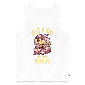 Girl loves monkey day jungle - Men's Premium Organic Tank Top - white - Front - AI Model Male 178 light (178cm)