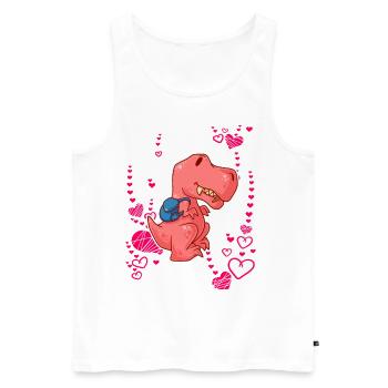 T-Rex Love Hearts Schoolchild - Débardeur bio Premium Homme - blanc - Devant - Michal (187cm)