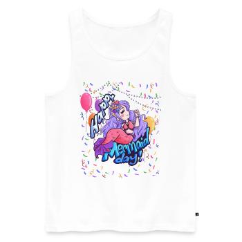 Happy Mermaidday Island Girl Mermaid - Men's Premium Organic Tank Top - white - Front - Michal (187cm)
