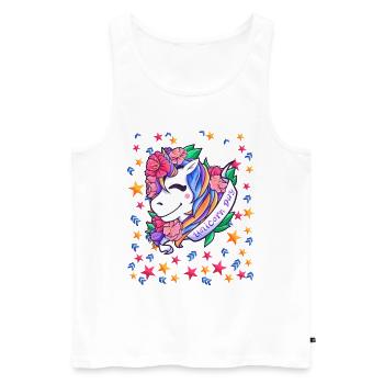 Journée de la licorne pour les enfants, les filles et les femmes - Débardeur bio Premium Homme - blanc - Devant - AI Model Male 178 light (178cm)