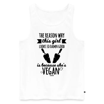 Vegan mère fille végétarienne - Débardeur bio Premium Homme - blanc - Devant - AI Model Male 178 light (178cm)