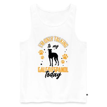 Je parle juste à mon Galgo Espanol - Débardeur bio Premium Homme - blanc - Devant - AI Model Male 178 light (178cm)