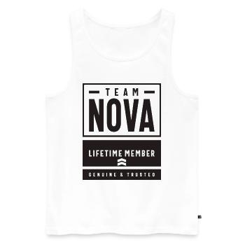 Nom personnalisé Nova - Débardeur bio Premium Homme - blanc - Devant - AI Model Male 178 light (178cm)