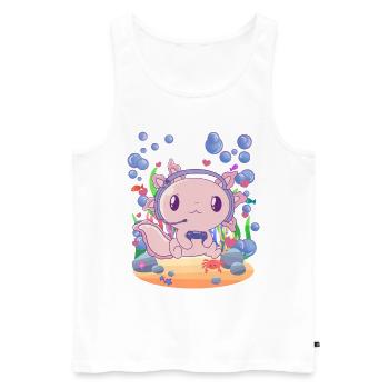Axolotl zockt unter Wasser - Männer Premium Bio Tank Top - Weiß - Vorne - Michal (187cm)