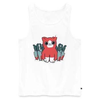 cute cat is crazy - Men's Premium Organic Tank Top - white - Front - Michal (187cm)