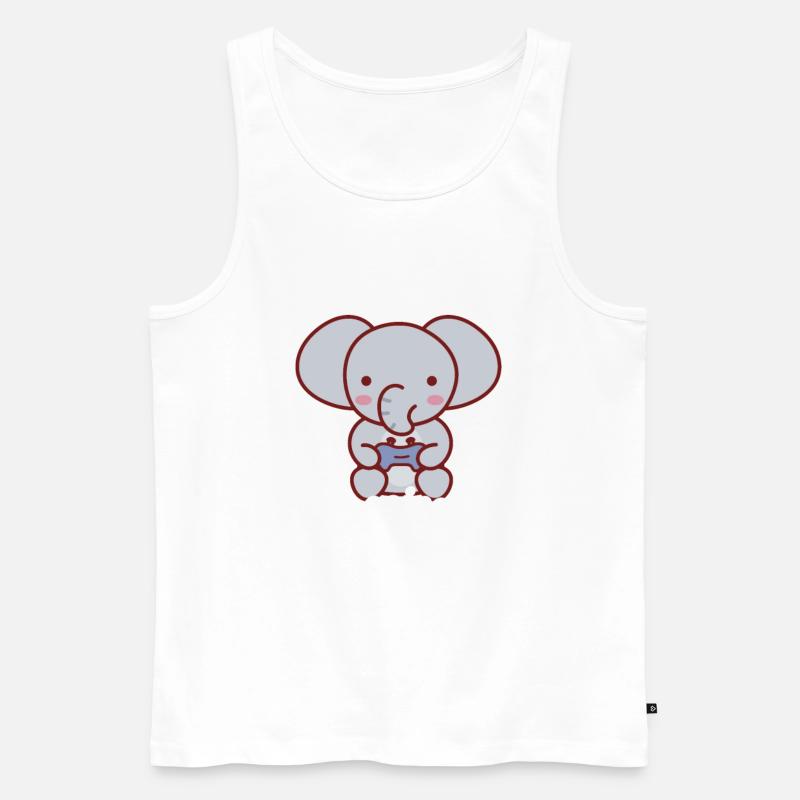 Elefant zockt Videospiele - Männer Premium Bio Tank Top - Weiß