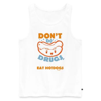 Hot-dog amusant au lieu de drogues - Débardeur bio Premium Homme - blanc - Devant - Michal (187cm)