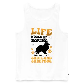 Shetland Sheepdog boring British Sheepdog - Men's Premium Organic Tank Top - white - Front - AI Model Male 178 light (178cm)