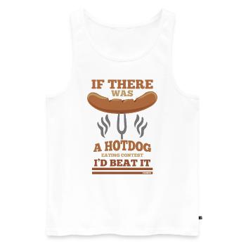 Hotdog Eating Eating Funny Saying - Men's Premium Organic Tank Top - white - Front - AI Model Male 178 light (178cm)