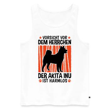 Vorsicht vor dem Herrchen Akita Inu - Männer Premium Bio Tank Top - Weiß - Vorne - Michal (187cm)