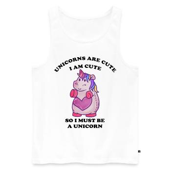 dickes kuscheliges Einhorn - Männer Premium Bio Tank Top - Weiß - Vorne - Michal (187cm)