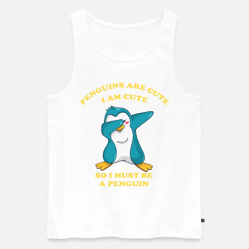 dabbing Pinguin - Männer Premium Bio Tank Top - Weiß