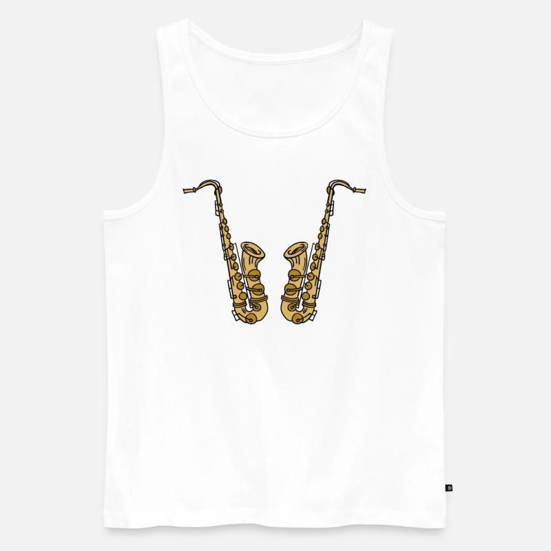 Eat Sleep Saxophone Repeat - Männer Premium Bio Tank Top - Weiß