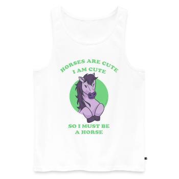 Pferde sind niedlich ich bin niedlich also bin ich - Männer Premium Bio Tank Top - Weiß - Vorne - Michal (187cm)