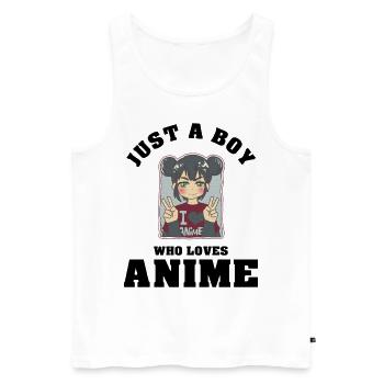 Just A Boy Who Loves Anime - Männer Premium Bio Tank Top - Weiß - Vorne - Michal (187cm)