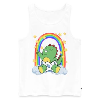 Baby Dino LGBTQ Regenbogen Pride Diversity - Männer Premium Bio Tank Top - Weiß - Vorne - Michal (187cm)