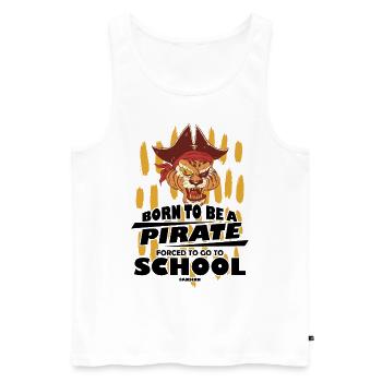 Né pour être un pirate forcé d’aller à l’école - Débardeur bio Premium Homme - blanc - Devant - Michal (187cm)
