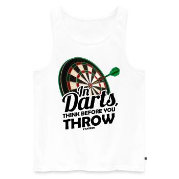Dartpfeil in Bullseye auf der Dartscheibe - Männer Premium Bio Tank Top - Weiß - Vorne - Michal (187cm)