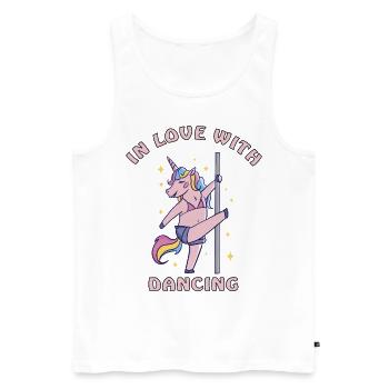 Amoureux de la danse pole dance licorne - Débardeur bio Premium Homme - blanc - Devant - AI Model Male 178 light (178cm)