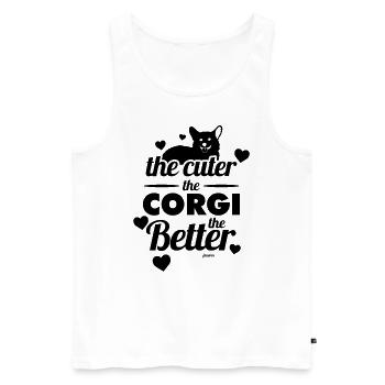 Animal de compagnie Corgi mignon - Débardeur bio Premium Homme - blanc - Devant - AI Model Male 178 light (178cm)