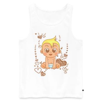 Doux bébé sous l’arc-en-ciel - Débardeur bio Premium Homme - blanc - Devant - AI Model Male 178 light (178cm)
