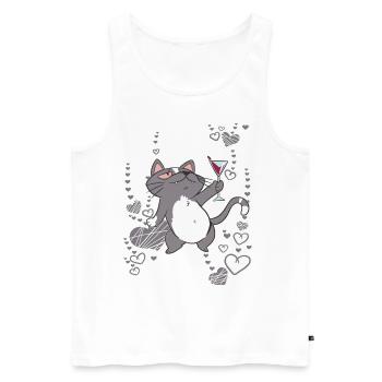 The cat is having a party - Men's Premium Organic Tank Top - white - Front - Michal (187cm)