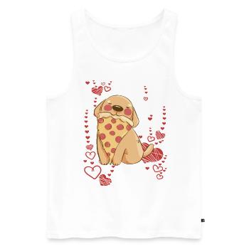 Dog loves pizza - Men's Premium Organic Tank Top - white - Front - Michal (187cm)