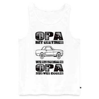 Opa Mit Oldtimer Wie Ein Normaler Opa Nur Cooler - Männer Premium Bio Tank Top - Weiß - Vorne - AI Model Male 178 light (178cm)