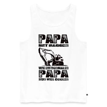 Papa Mit Bagger Wie Ein Normaler Papa Nur Cooler - Männer Premium Bio Tank Top - Weiß - Vorne - Michal (187cm)