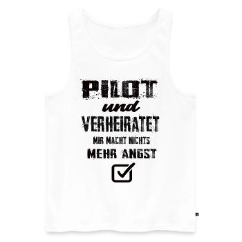 Pilot - Männer Premium Bio Tank Top - Weiß - Vorne - Michal (187cm)