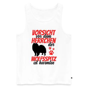 Vorsicht vor dem Wolfsspitz Deutscher Keeshond - Männer Premium Bio Tank Top - Weiß - Vorne - Michal (187cm)