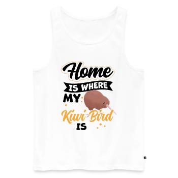 L’oiseau kiwi est ma maison Nouvelle-Zélande - Débardeur bio Premium Homme - blanc - Devant - Michal (187cm)
