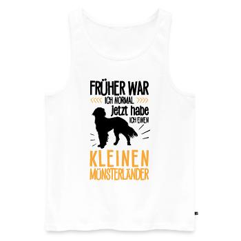 Kleiner Münsterländer früher war ich normal - Männer Premium Bio Tank Top - Weiß - Vorne - AI Model Male 178 light (178cm)