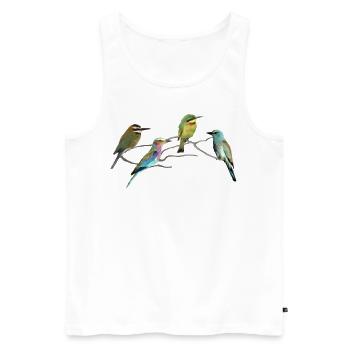 Guêpiers - Chiens - Oiseaux en Afrique - Débardeur bio Premium Homme - blanc - Devant - AI Model Male 178 light (178cm)