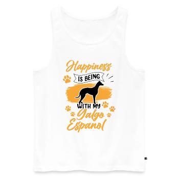 Galgo Español vous fait plaisir Lévrier espagnol - Débardeur bio Premium Homme - blanc - Devant - AI Model Male 178 light (178cm)