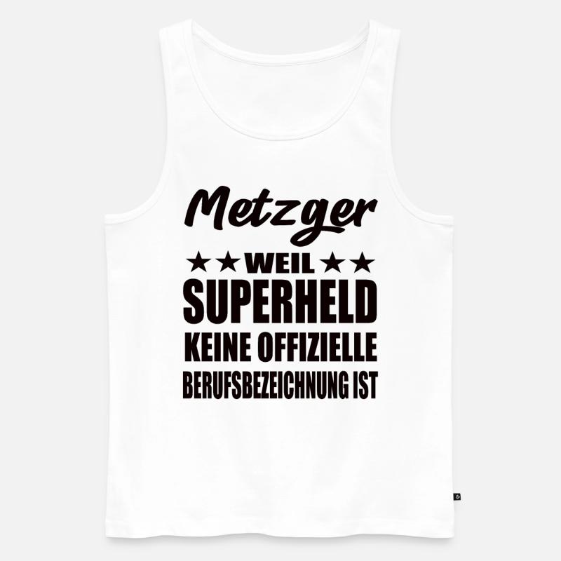 Metzger Superheld Spruch - Männer Premium Bio Tank Top - Weiß