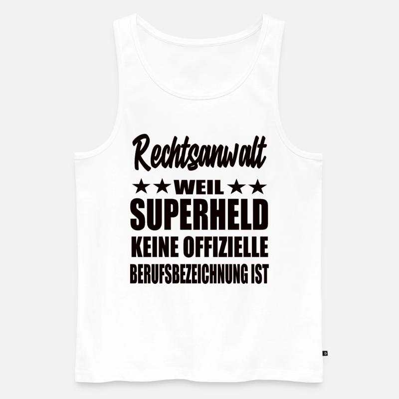 Rechtsanwalt Superheld Spruch - Männer Premium Bio Tank Top - Weiß