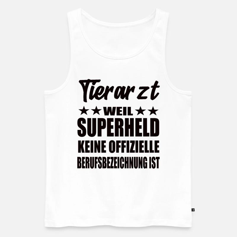 Tierarzt Superheld Spruch - Männer Premium Bio Tank Top - Weiß