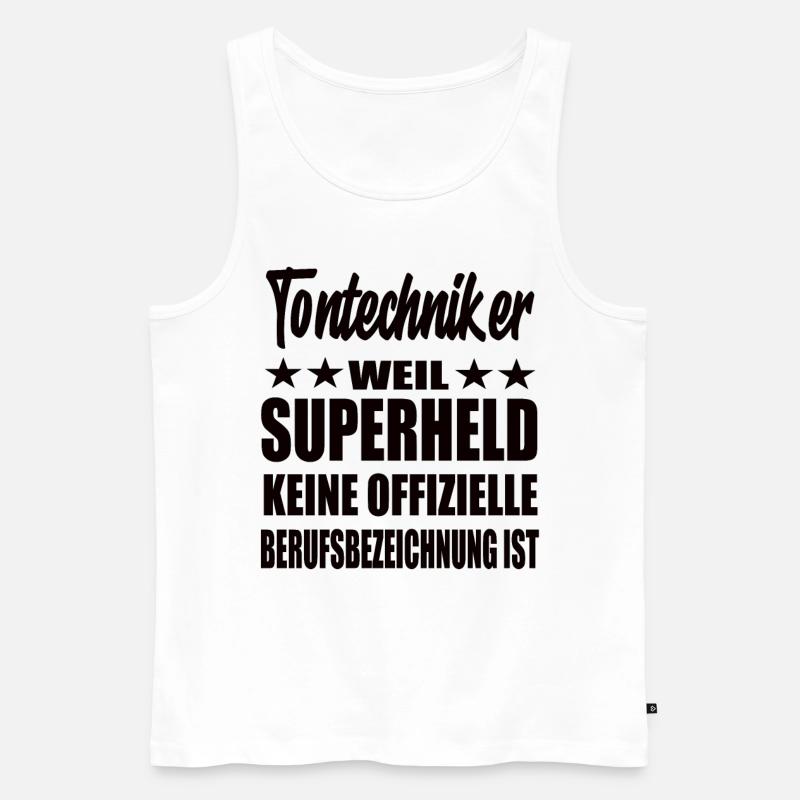 Tontechniker Superheld Spruch - Männer Premium Bio Tank Top - Weiß