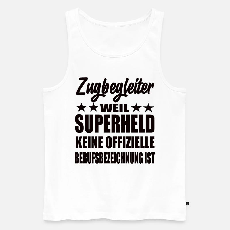 Zugbegleiter Superheld Spruch - Männer Premium Bio Tank Top - Weiß