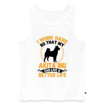 Akita Inu work hard Japanese Akita Inu - Men's Premium Organic Tank Top - white - Front - Michal (187cm)