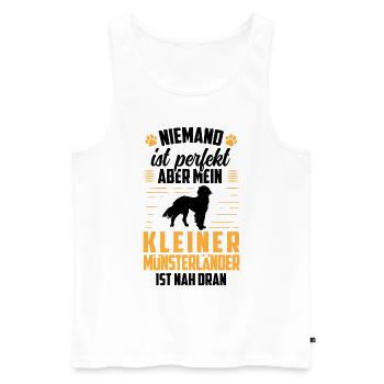 Mein Kleiner Münsterländer ist nicht perfekt - Männer Premium Bio Tank Top - Weiß - Vorne - Michal (187cm)