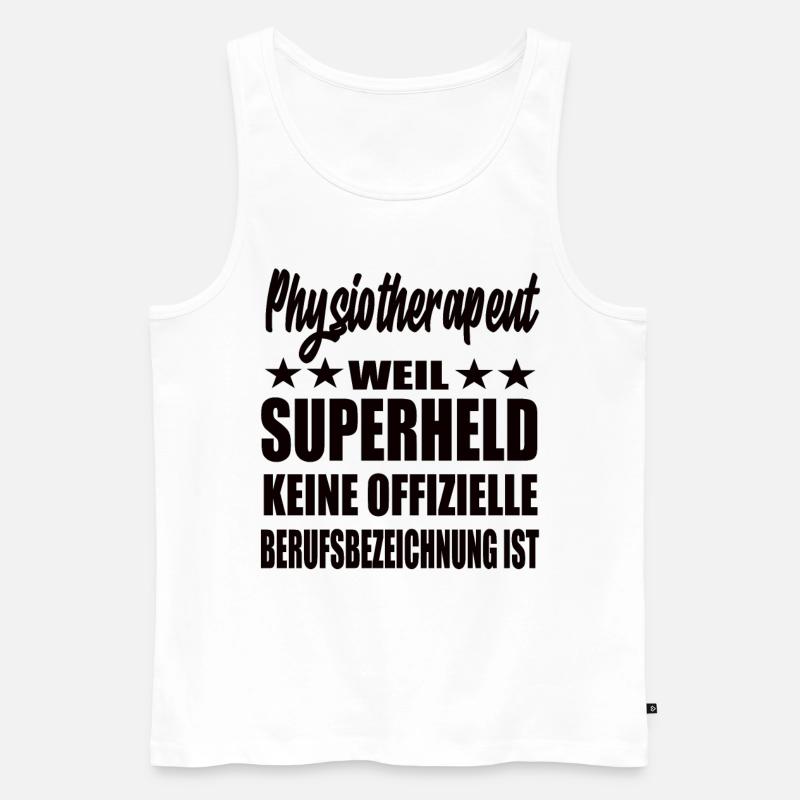 Physiotherapeut Superheld Spruch - Männer Premium Bio Tank Top - Weiß