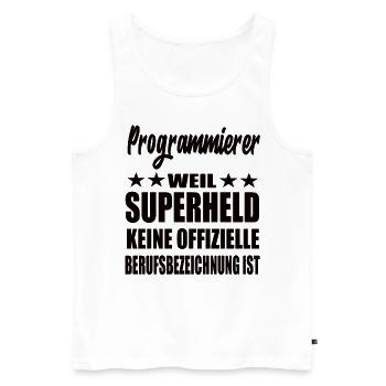 Programmierer Superheld Spruch - Männer Premium Bio Tank Top - Weiß - Vorne - Michal (187cm)