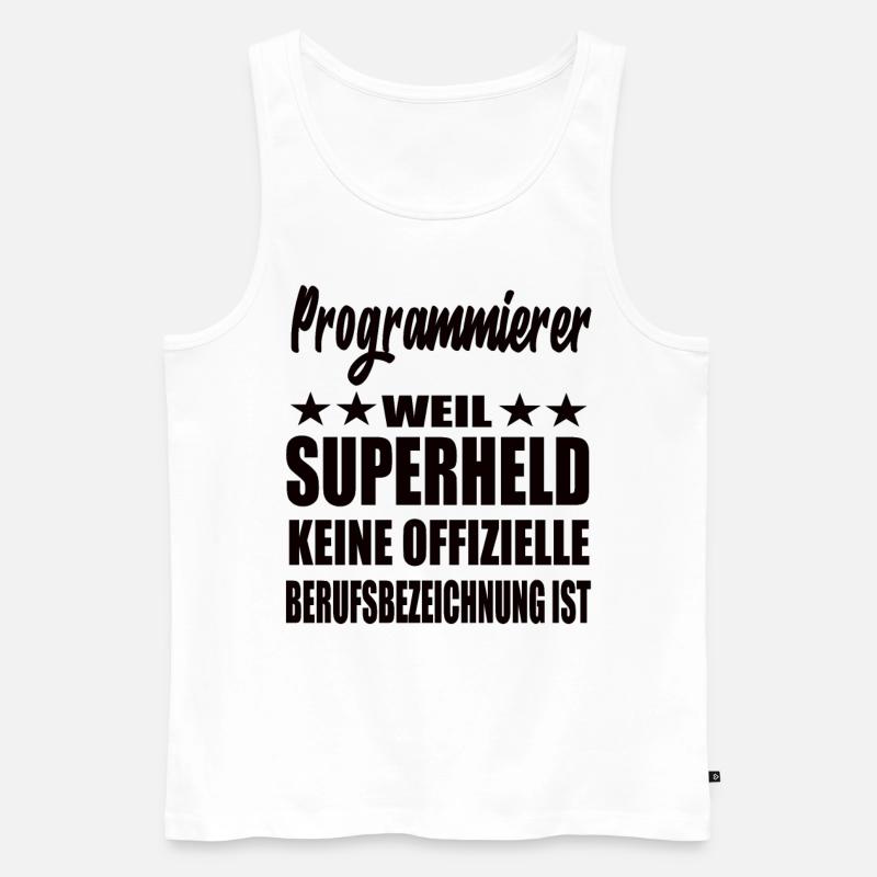 Programmierer Superheld Spruch - Männer Premium Bio Tank Top - Weiß